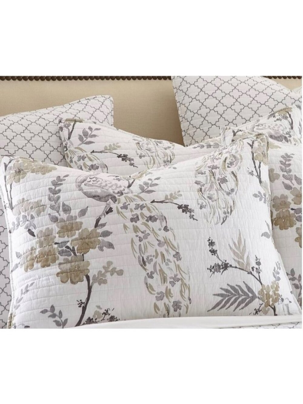 Reversible Cotton Quilt Set With Floral & Geometric Patterns Multiple Pieces Inc